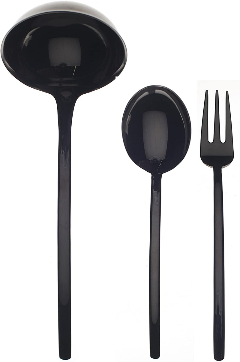 3 Pcs Serving Set (Fork Spoon and Ladle) DUE ORO NERO