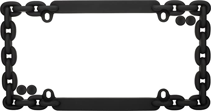 Cruiser Accessories 20500 Chain License Plate Frame, Flat Black w/ Fastener Caps