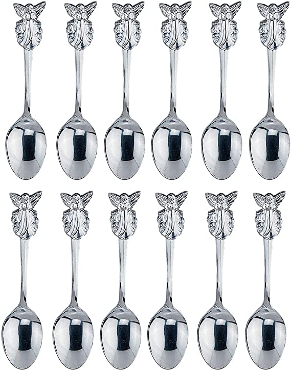 HIC Harold Import Co. Stainless Steel, Demi Spoon Set, Angel Design, Set of 12