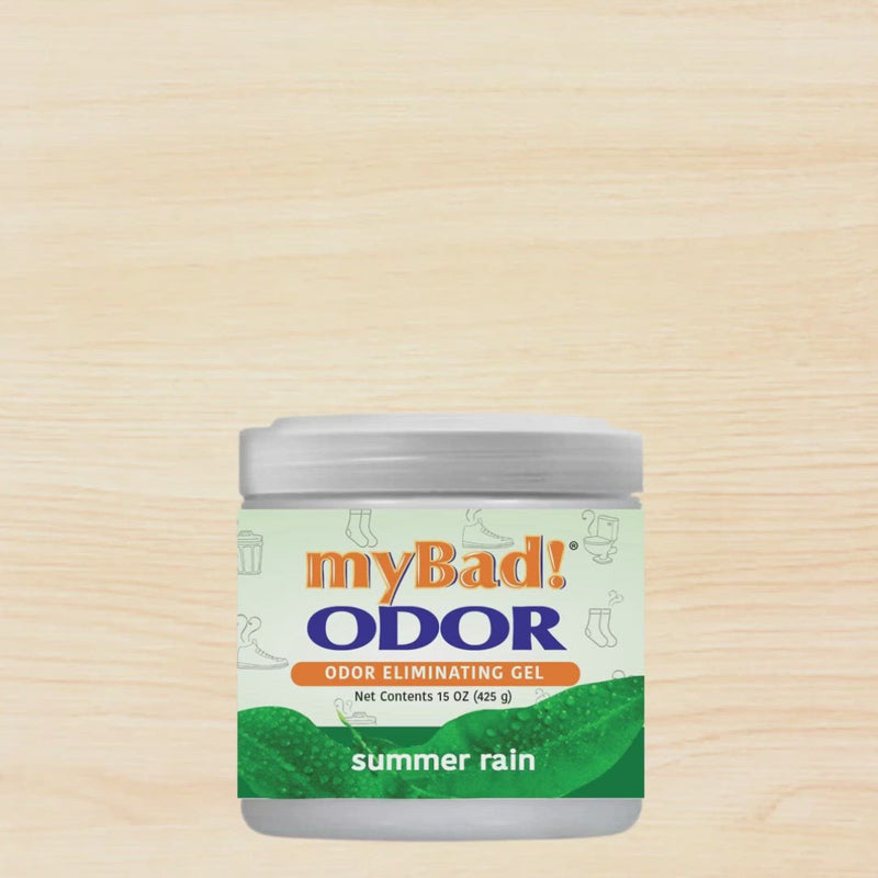 my Bad! Odor Eliminator Gel 15 oz - Summer Rain, Air Freshener - Eliminates Odors in Bathroom, Pet Area, Closets