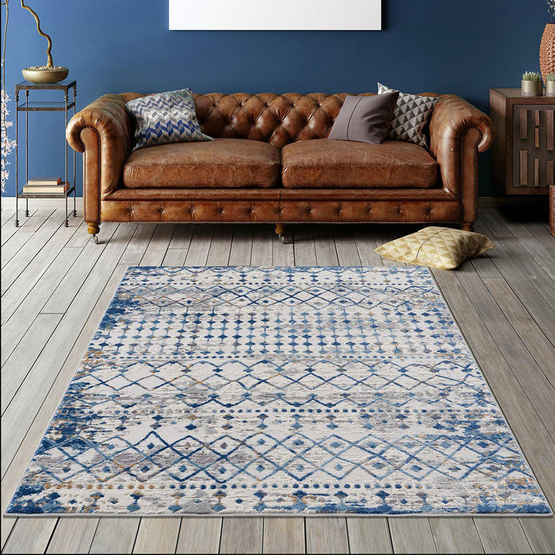 Home Outfitters Blue/Cream Adel Moroccan Area Rug Runner: 2&