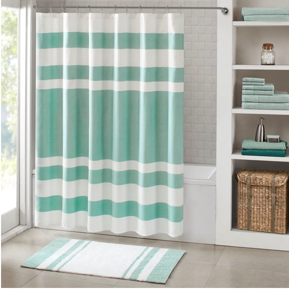 Home Outfitters Aqua   Shower Curtain w/ 3M Treatment 72"W x 84"L, Shower Curtain for Bathrooms, Classic