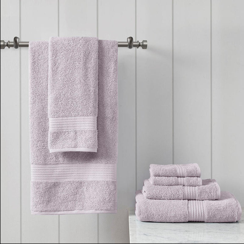 Home Outfitters Violet 100% Cotton 6 Piece Bath Towel Set , Absorbent, Bathroom Spa Towel, Modern/Contemporary