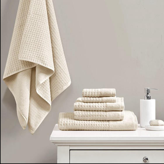 Home Outfitters Taupe 100% Cotton 6pcs Bath Towel Set , Absorbent, Bathroom Spa Towel, Modern/Contemporary