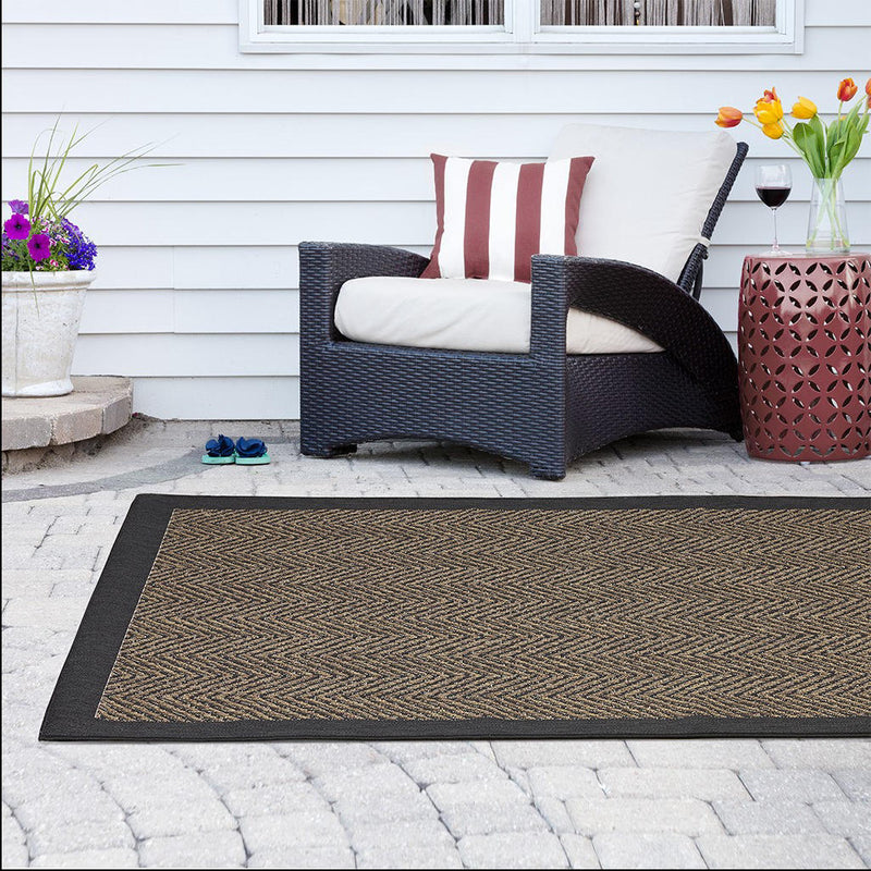 Home Outfitters Natural/Black  Woven Printed Rug 5.25ft x 7ft , Global Inspired,  Great for Bedroom, Living Room