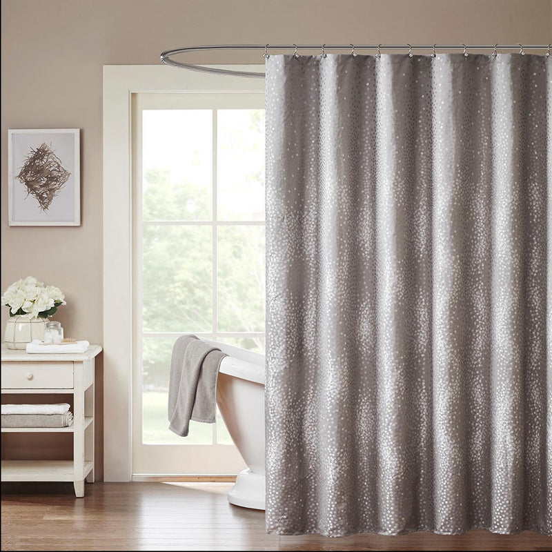 Home Outfitters Grey  Jacquard Shower Curtain 72x72", Shower Curtain for Bathrooms, Modern/Contemporary