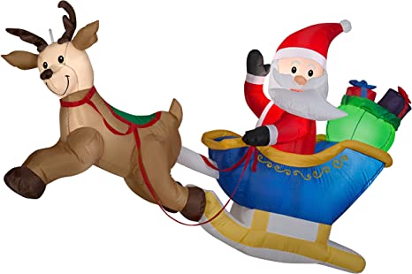 Gemmy Airblown-Hanging Santa and Reindeer Scene
