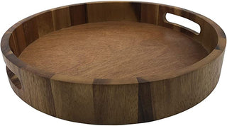 Kalmar Home Acacia Wood 13-Inch Round Serving Tray