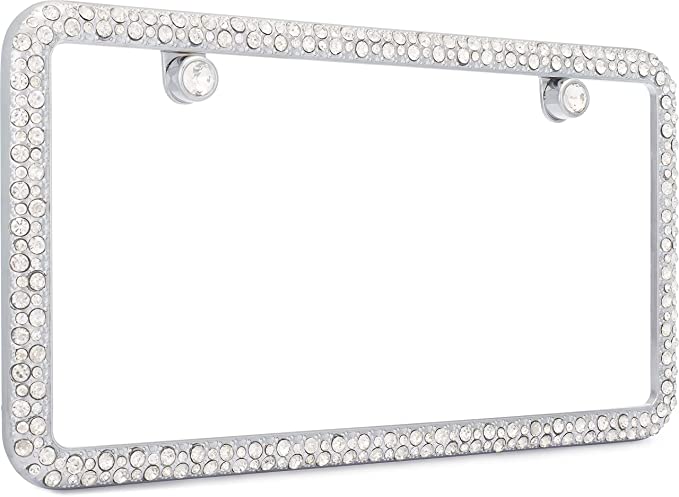 Cruiser Accessories 16330 Elegance License Plate Frame with Fastener Caps, Chrome/Clear