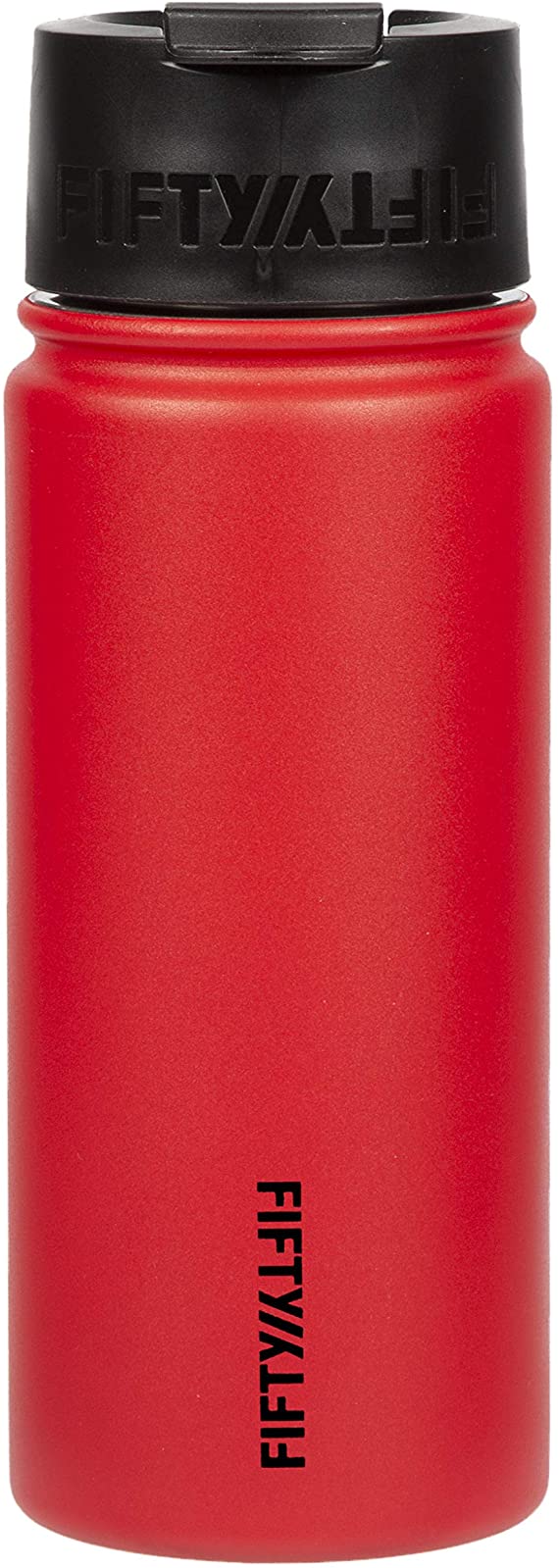 Fifty/Fifty, Double Wall Vacuum Insulated Café Water Bottle, 12oz - Cherry Red Bottle-Flip Cap