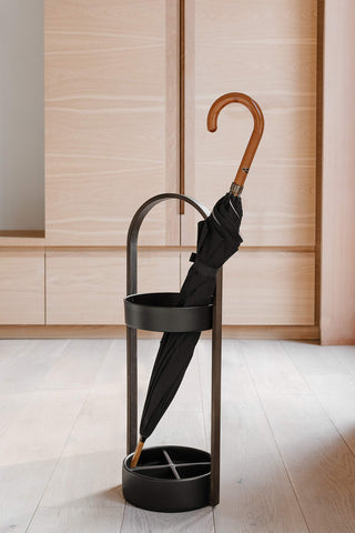 Umbra Space Saving Bellwood Umbrella Stand, Black/Walnut