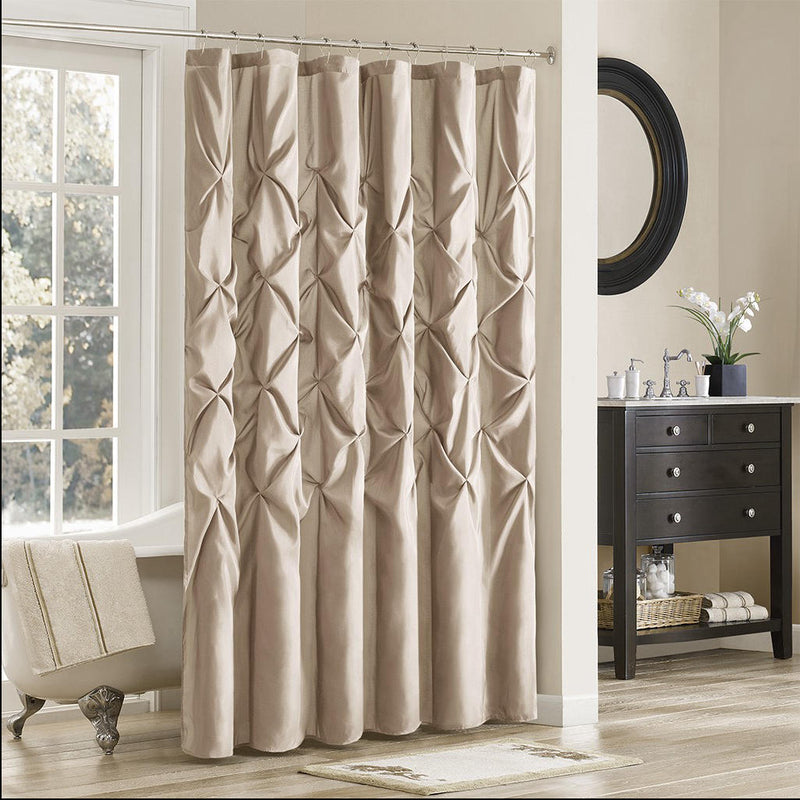 Home Outfitters Taupe Faux Silk Shower Curtain 72x72", Shower Curtain for Bathrooms, Transitional