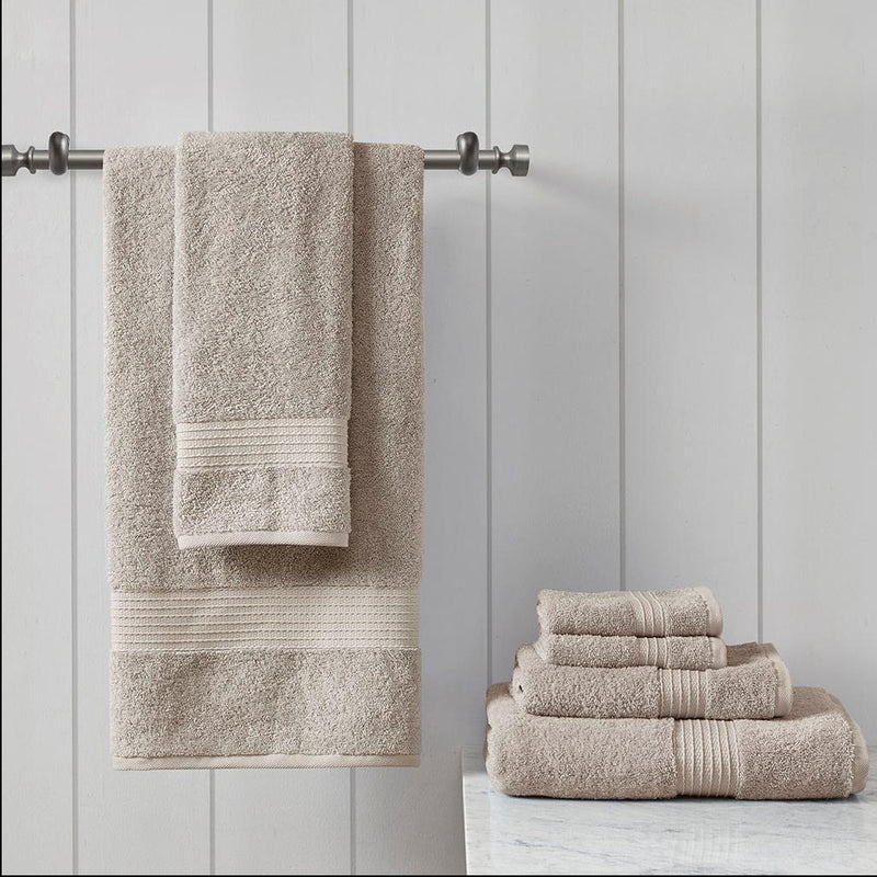 Home Outfitters Tan 100% Cotton 6 Piece Bath Towel Set , Absorbent, Bathroom Spa Towel, Modern/Contemporary