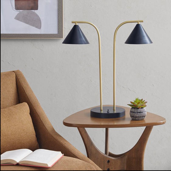 Home Outfitters Black Table Lamp , Great for Bedroom, Living Room, Mid-Century