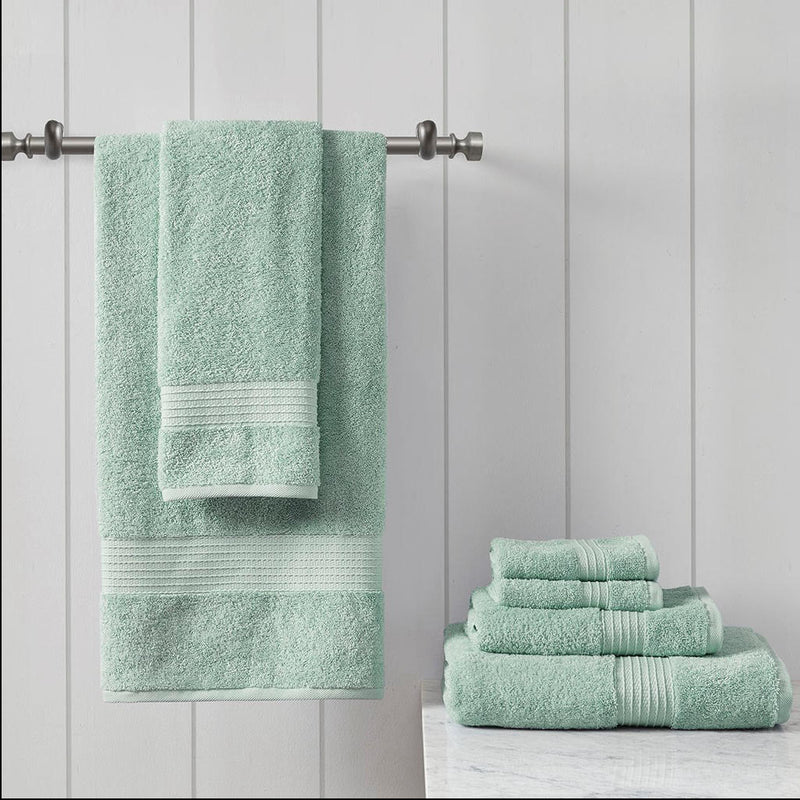 Home Outfitters Seafoam 100% Cotton 6 Piece Bath Towel Set , Absorbent, Bathroom Spa Towel, Modern/Contemporary