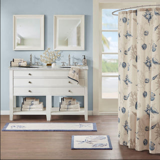 Madison Park Blue 100% Cotton Tufted Runner 24"Wx 60"L, Absorbent Bathroom Floor Mat, Coastal