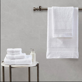 White 100% Cotton 6-Piece Bath Towel Set