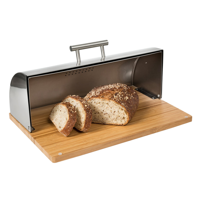 Honey-Can-Do Stainless Steel Bread Box with Bamboo Cutting Board
