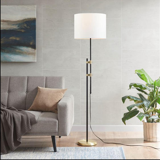 Home Outfitters Black/Gold Floor Lamp , Great for Bedroom, Living Room, Modern/Contemporary
