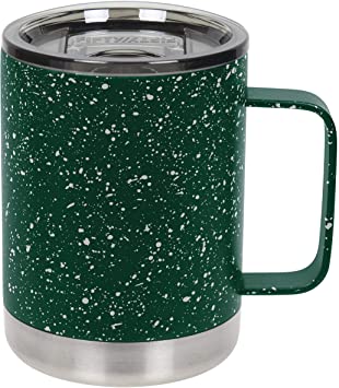 FIFTY/FIFTY 12oz - Forest Green/White Speckled Camp Mug with Slide Lid