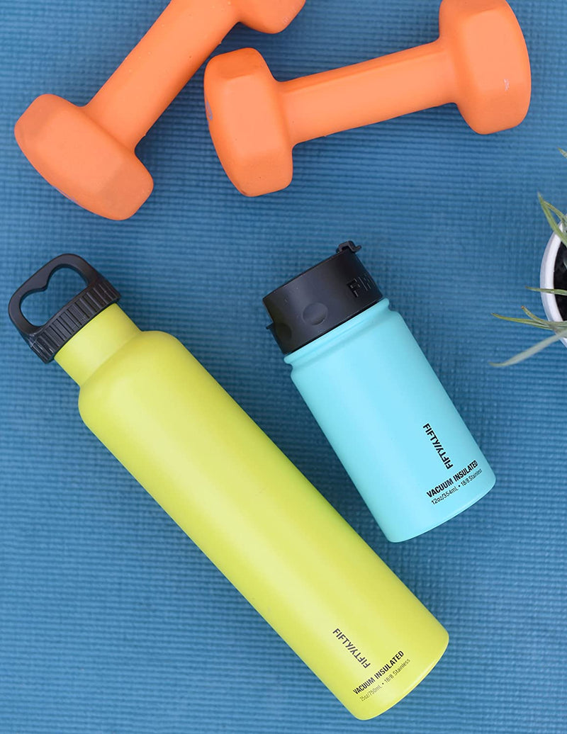 FIFTY/FIFTY 25oz Double Wall Vacuum Insulated Sport Water Bottle, Cool Mint