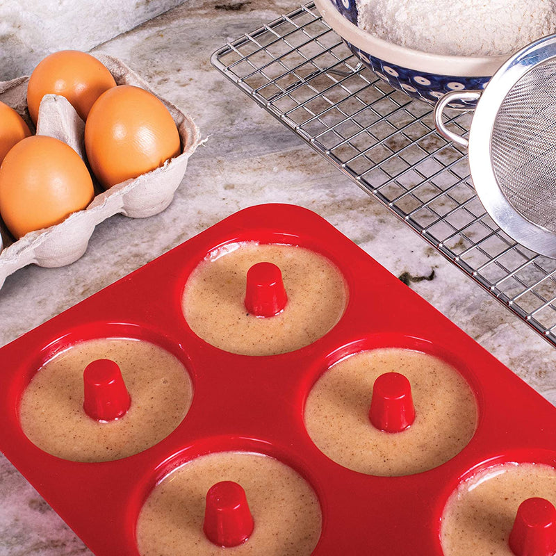 Mrs. Anderson’s Baking Donut Pan, 6-Cup, Red