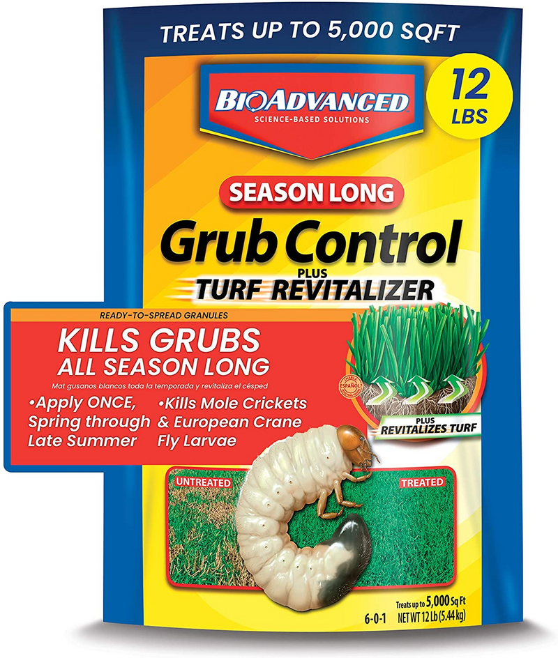 BIOADVANCED 700715M Season-Long Grub Control Plus Turf Revitalizer for Lawns, 12-Pounds, Granules