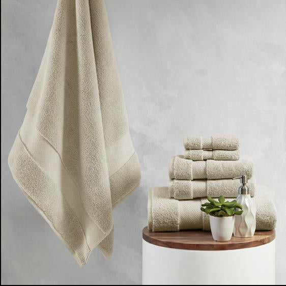 Home Outfitters Taupe 100% Cotton 6pcs Bath Towel Set , Absorbent, Bathroom Spa Towel, Glam/Luxury