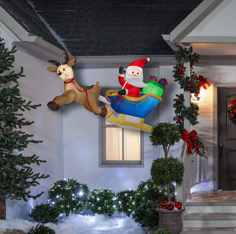 Gemmy Airblown-Hanging Santa and Reindeer Scene