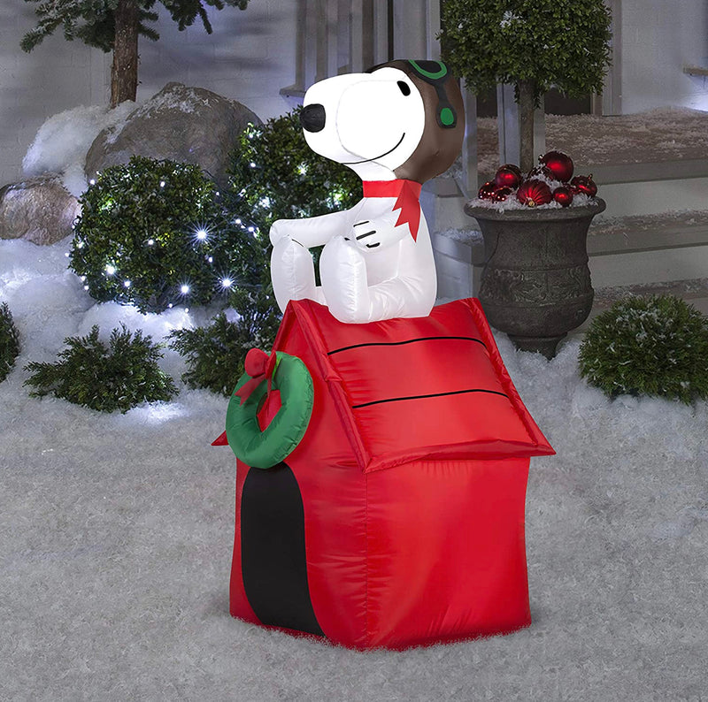Gemmy Inflatable Snoopy on House, 3.5 Foot Holiday Inflatables Outdoor Decorations, G08-19373
