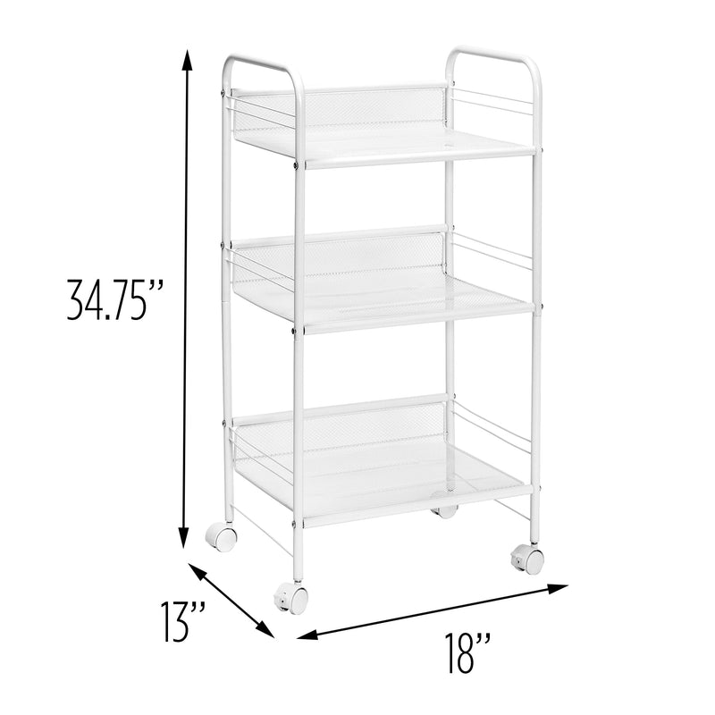 Honey-Can-Do 3-Shelf Rolling Wire Cart, White