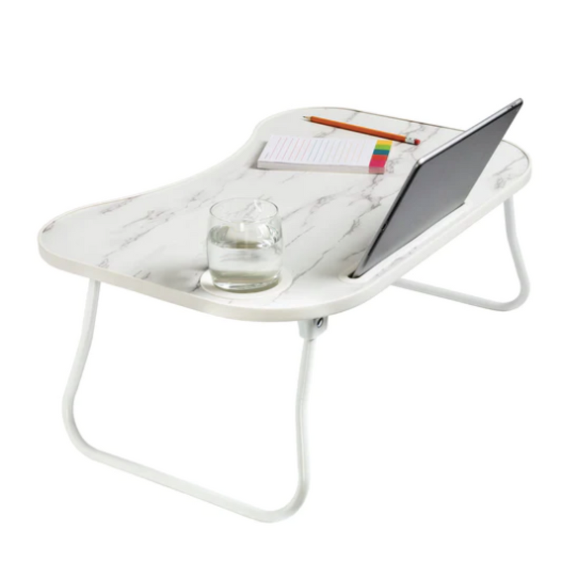 Honey-Can-Do Collapsible Folding Lap Desk, White/Faux White Marble
