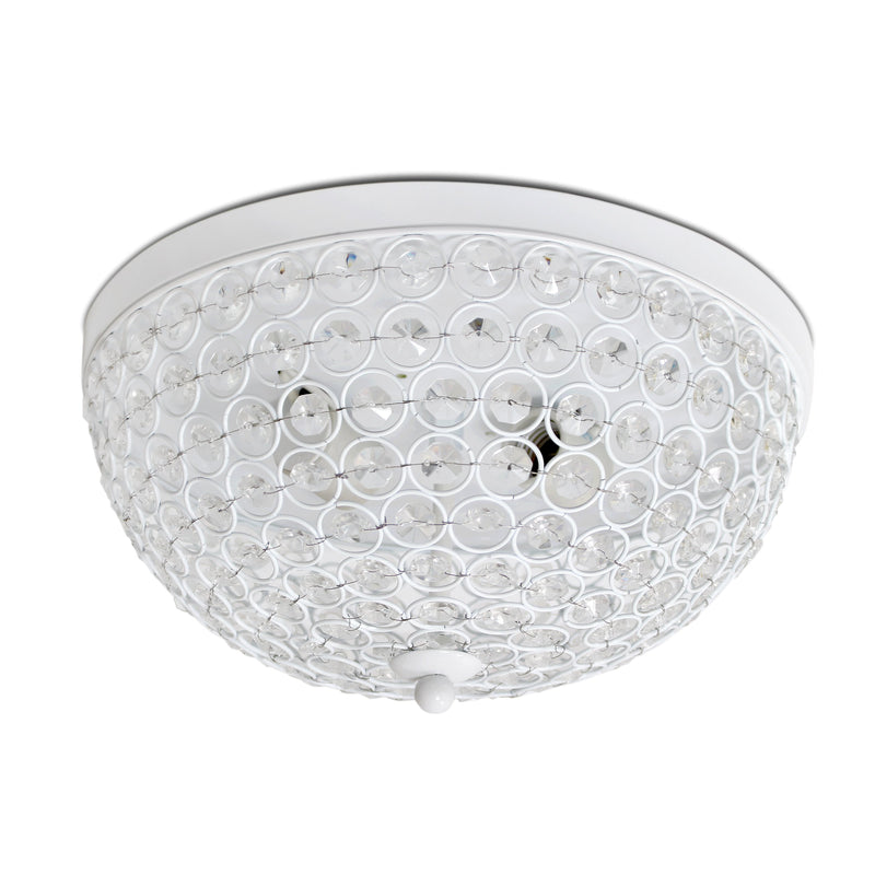 Elegant Designs 2 Light Elipse Crystal Flush Mount Ceiling Light, White