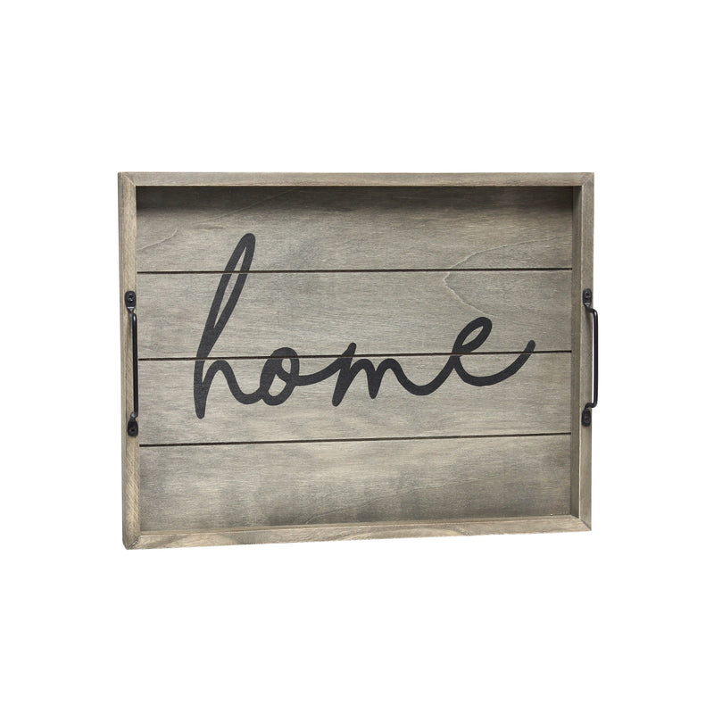 Elegant Designs Decorative Wood Serving Tray w/ Handles, 15.50" x 12", "Home"