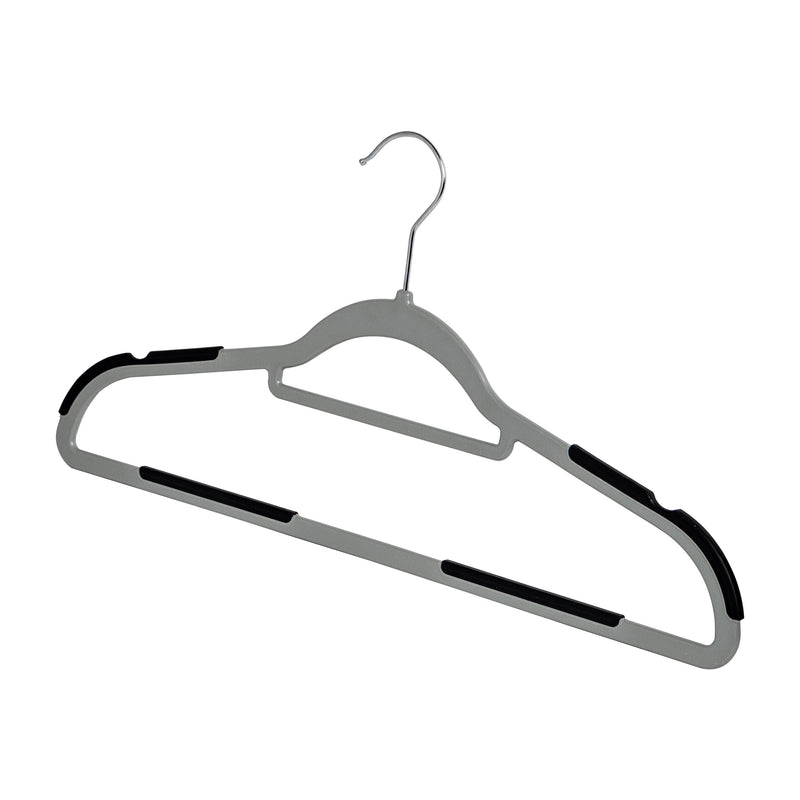 Honey Can Do 50-Pack Slim Plastic Hangers with Anti-Slip Rubber Grips, Gray/Black