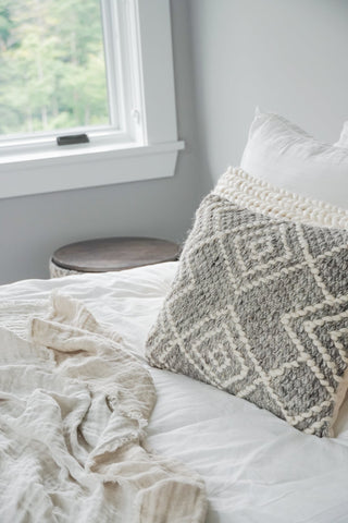 Handwoven Grey Diamond Pillow 14X20