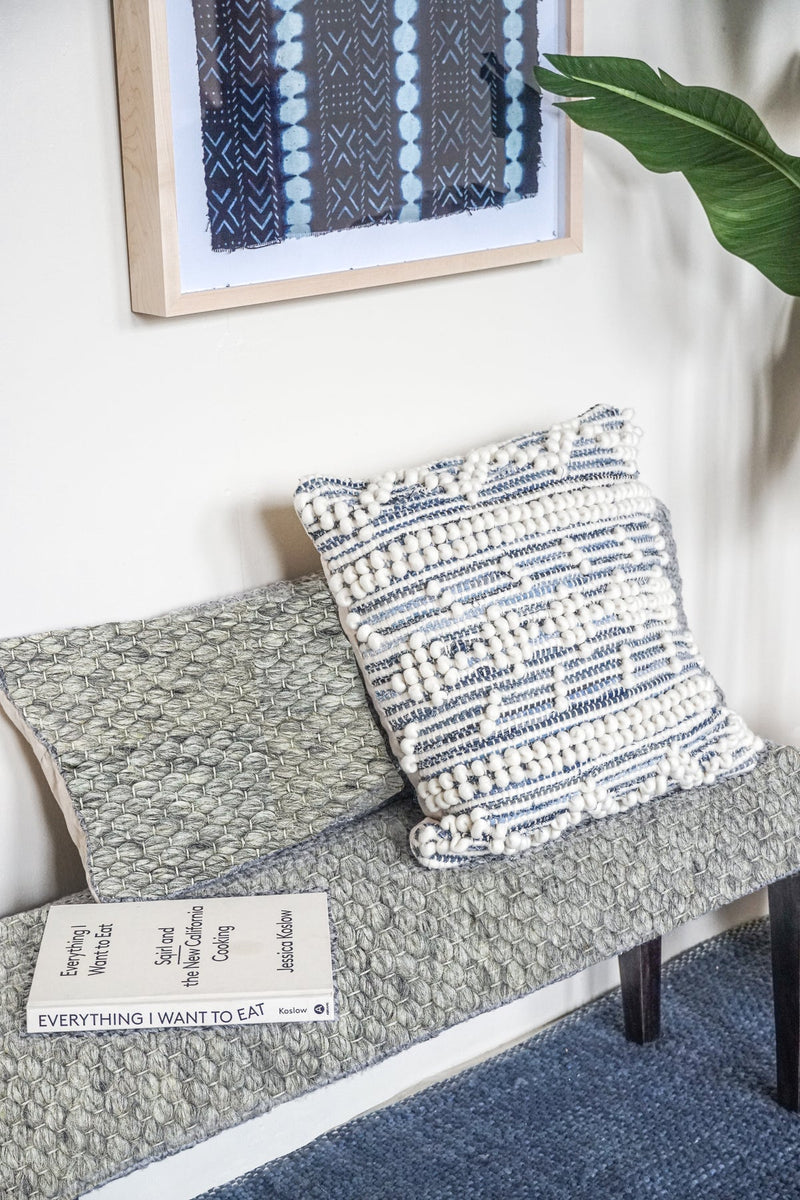 Handwoven Clean Grey Pillow 14X20