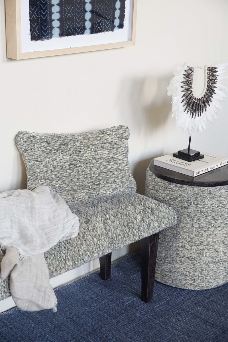 Handwoven Clean Grey Storage Side Table