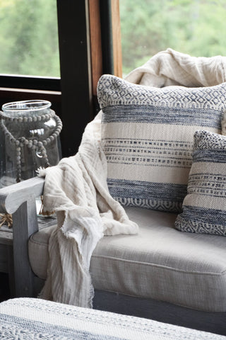 Handwoven Indigo Striped Pillow 20X20