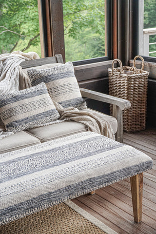 Handwoven Indigo Striped Pillow 20X20