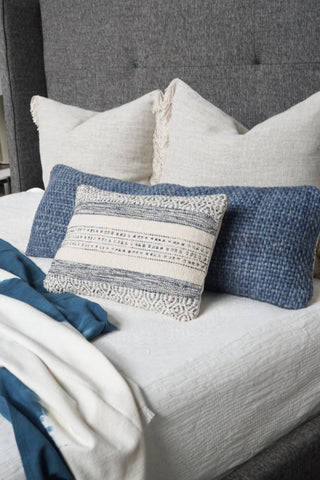 Handwoven Luxe Indigo Pillow 14X40