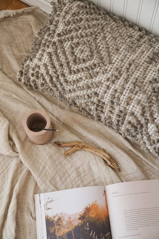 Handwoven Mocha Pattern Pillow 14x40