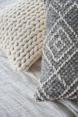 Handwoven Braided White Pillow 20X20