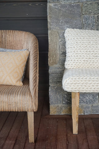 Handwoven Braided White Pillow 20X20