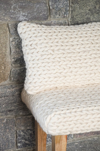 Handwoven Braided White Pillow 14X40
