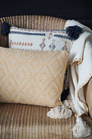 Handwoven Yellow Diamond Pillow 14X20