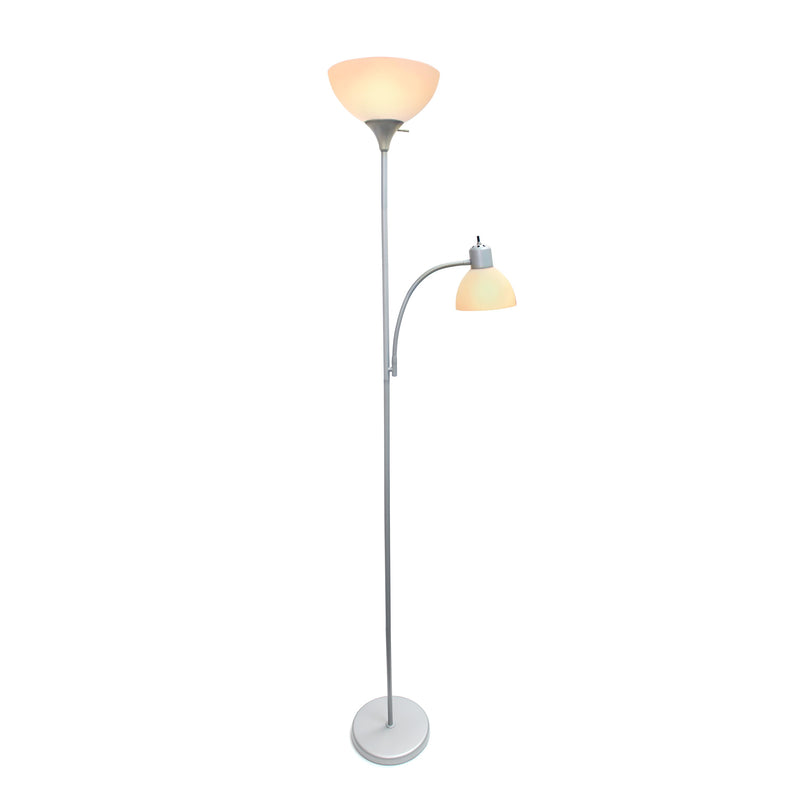 Simple Designs  Floor Lamp with Reading Light, Silver