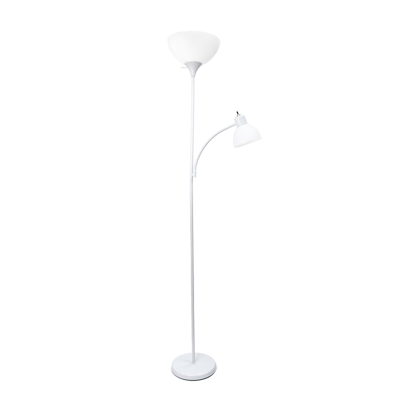Simple Designs  Floor Lamp with Reading Light, White