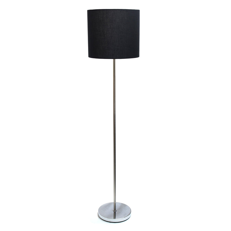 Simple Designs Brushed NIckel Drum Shade Floor Lamp, Black