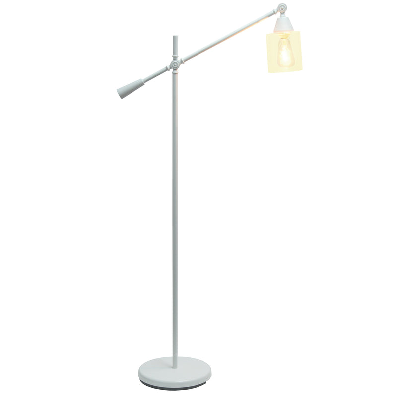 Lalia Home Swing Arm Floor Lamp with Clear Glass Cylindrical Shade, White